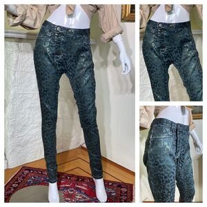 NÜ Denmark Offside Zip Metallic Leopard Print Jean